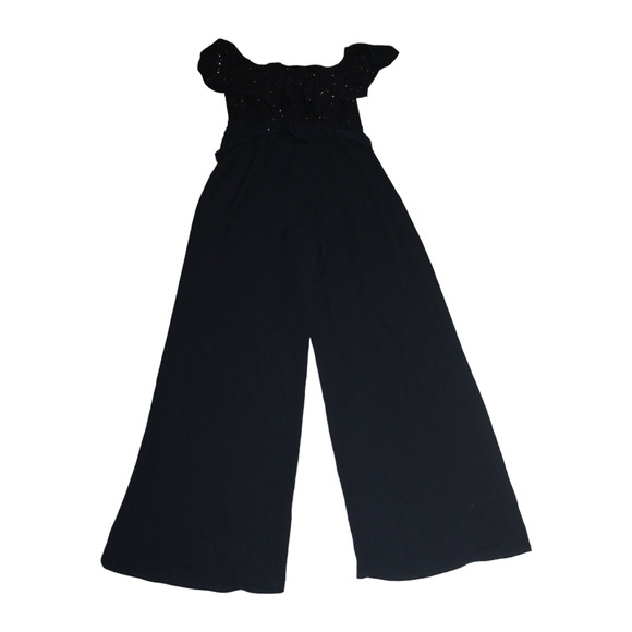 Charlotte Rouse Jumpsuit Size‎ Medium Woman's Holiday New Year's Black Sparkle - Picture 9 of 10